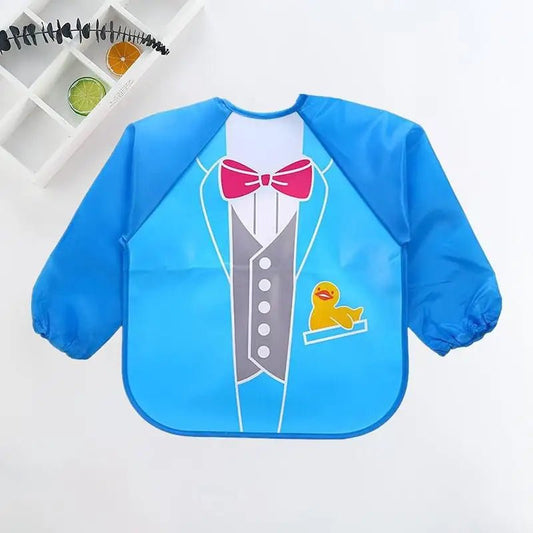 Baby Bibs Cute Colorful Cartoon Waterproof Bib Infant Eating Children Drawing Long Sleeve Pocket Apron Self Feeding Baby 0 - 3Y - BabyHaven