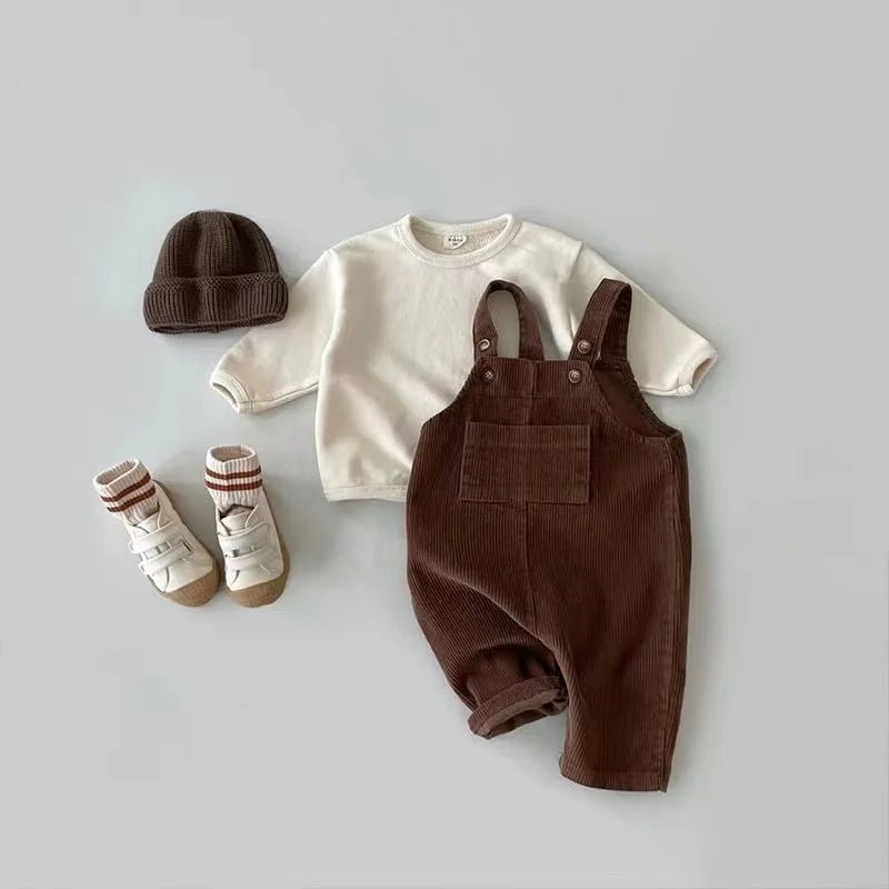 New Spring Toddler Baby Boys Girls Solid Corduroy Suspander Romper Soft Kids Basic Playsuit Jumpsuit Clothing - BabyHaven