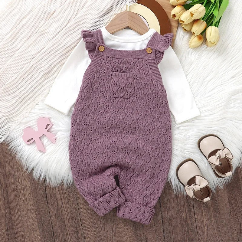 Baby Girls Knit Rompers Sleeveless One Piece Newborn Infant Solid Jumpsuits 0 - 18 Months Toddler Spring Autumn Outfits - BabyHaven