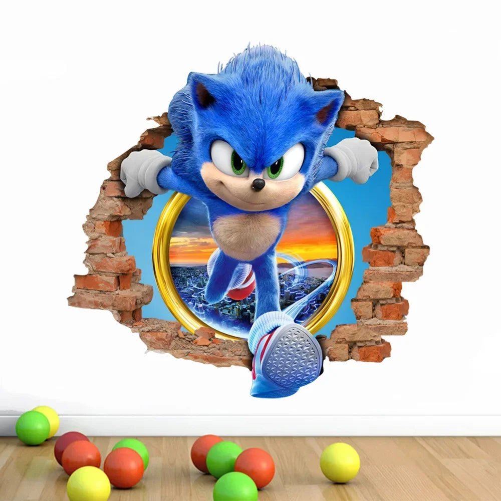Sonic Cartoon Sticker PVC Wallpaper Game Poster 3D Anime - BabyHaven