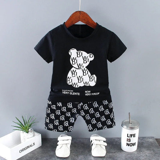 Summer Baby Boy Clothes Luxury Designer Cartoon T-shirts Tops Shorts Outfits Sets - BabyHaven