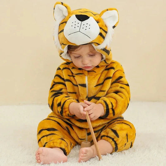 Cute baby/toddler jumpsuit with tiger design for comfort and play.