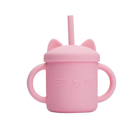 Baby Silicone Straw Feeding Cup BPA Free Children Portable Cartoon Kitty Drink Cup Kids Learning Leakproof Water Feeding Cup - BabyHaven
