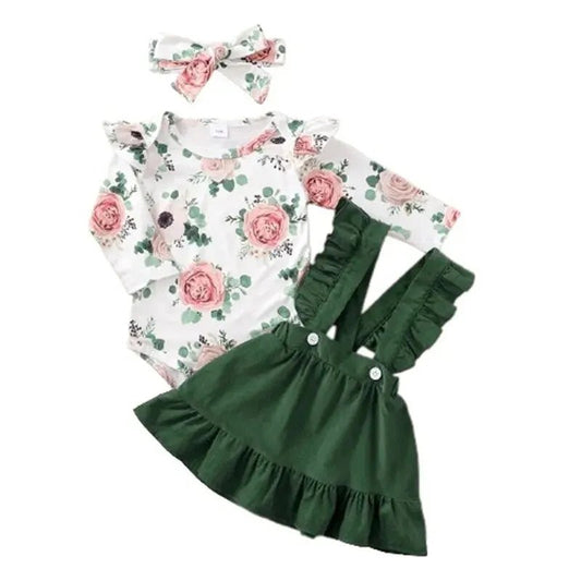 0 - 12Months Newborn Baby Girl 3PCS Clothes Set Floral Outfit - BabyHaven