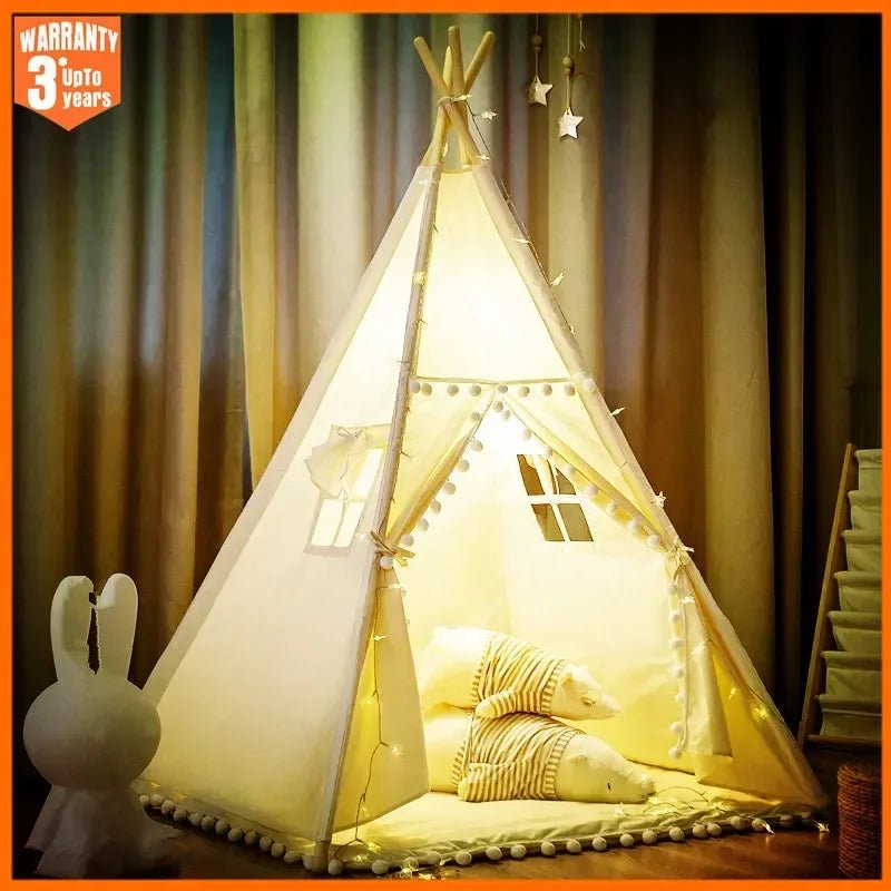 1.6M Kids Tent Play House Wigwam Portable Teepee for Children - BabyHaven