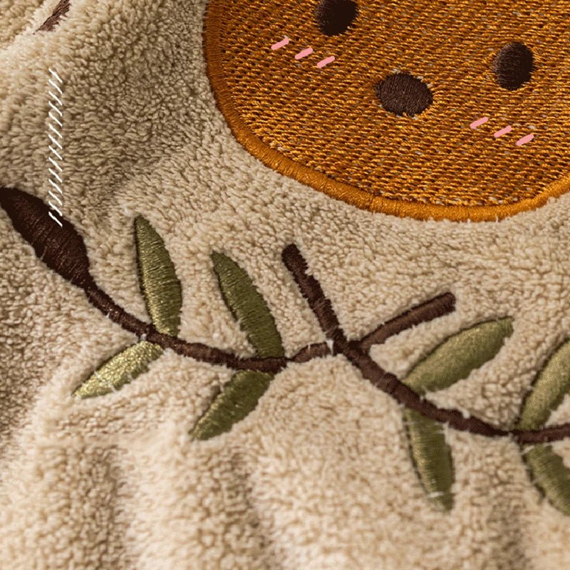 Hooded Baby Bath Towels Embroidery Kids Bathrobe Soft Coral Velvet Baby Bath Items Cartoon Infant Shower Wear Cloak 60*120cm - BabyHaven