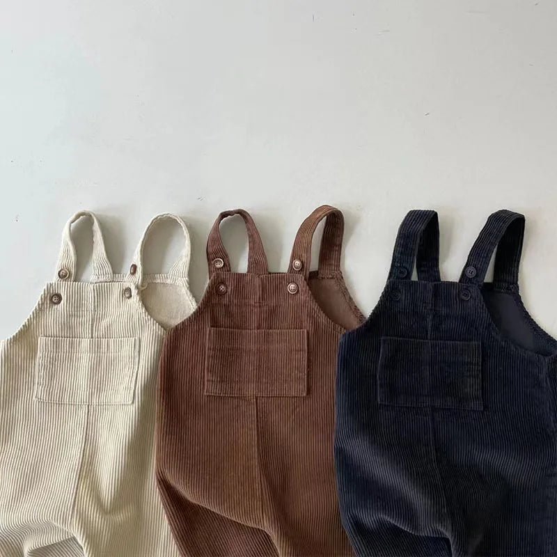 New Spring Toddler Baby Boys Girls Solid Corduroy Suspander Romper Soft Kids Basic Playsuit Jumpsuit Clothing - BabyHaven