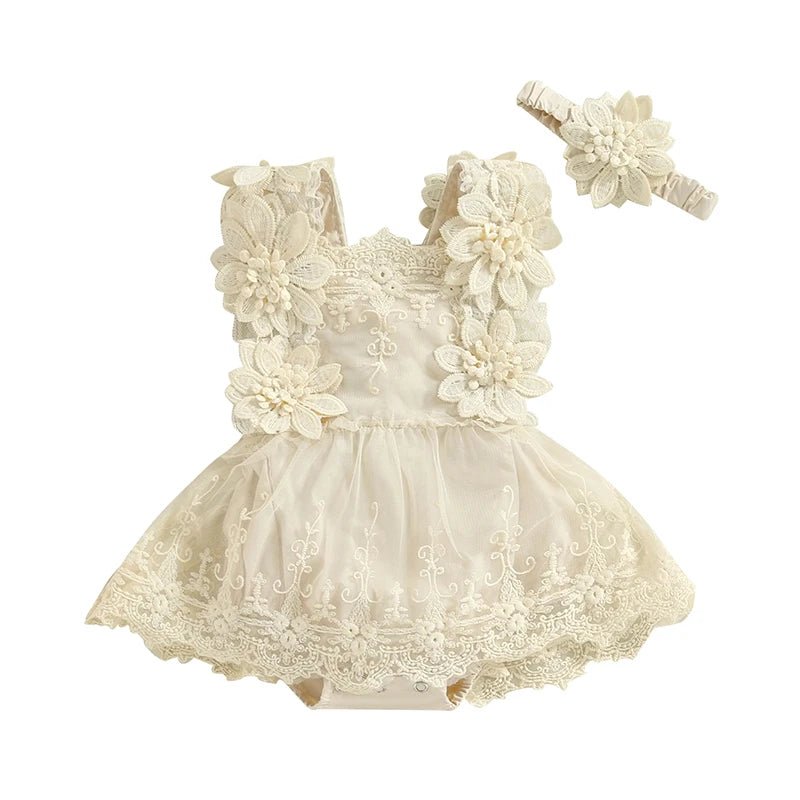 Newborn Baby Girl Lace Romper Boho Princess Outfit - BabyHaven
