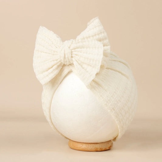 Lovely Bowknot Knitted Baby Hat Cute Solid Color Turban - BabyHaven