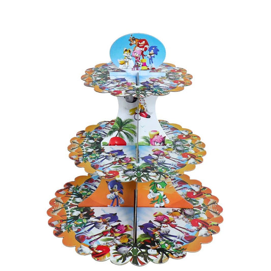 Cartoon Sonics Party Supplies Disposable Plates Tablecloth Cake Topper Banner for Kids Birthday Decor - BabyHaven