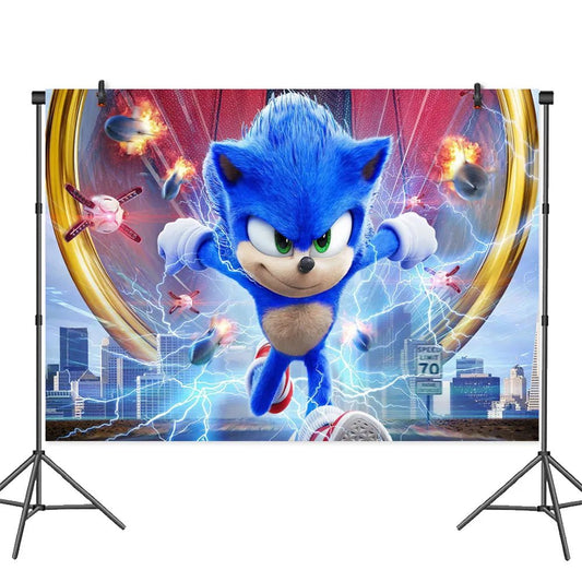 Cartoon Sonics Party Supplies Disposable Plates Tablecloth Cake Topper Banner for Kids Birthday Decor - BabyHaven