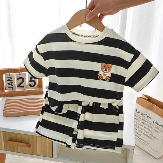 Summer Toddler Baby Clothes Boys Cotton Bear T-Shirt Shorts Set - BabyHaven
