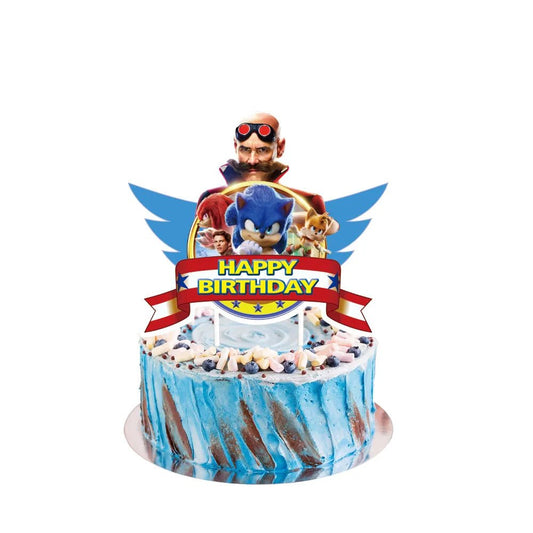 Cartoon Sonics Party Supplies Disposable Plates Tablecloth Cake Topper Banner for Kids Birthday Decor - BabyHaven