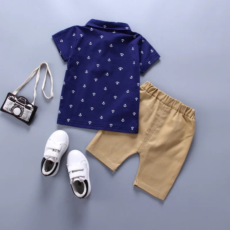 2PCS Baby Set Children's Summer Fashion Boat Anchor Pattern - BabyHaven