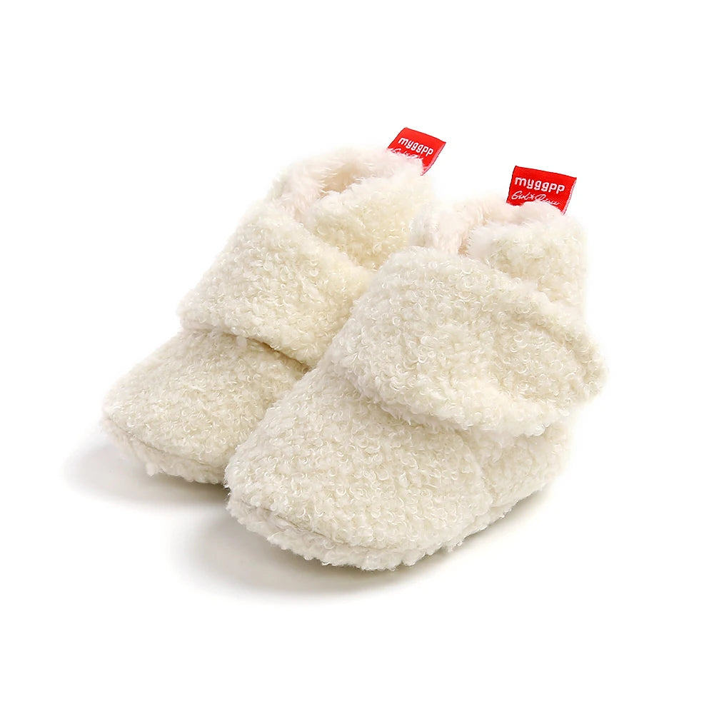 Infant Baby Boy Girl Cozy Fleece Bootie Newborn Stay On Slipper Winter Warm Gripper Non-Slip Crib Shoes