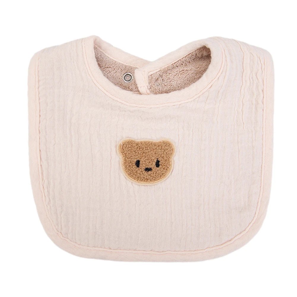 Cute Bear Muslin Cotton Baby Bibs U - Absorbent Pockets - BabyHaven