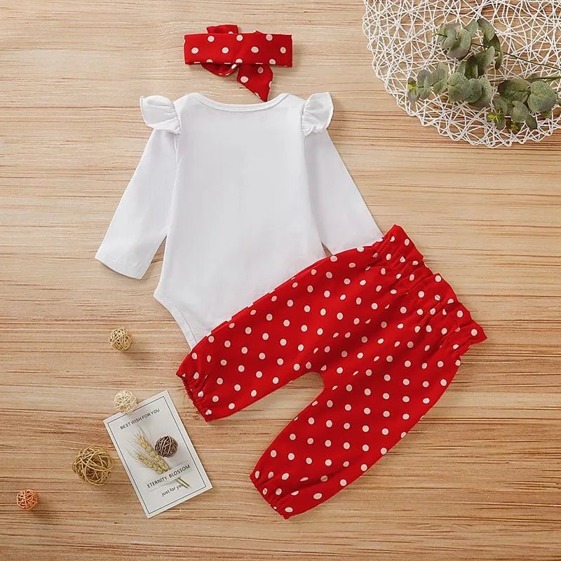 3PCS Newborn Baby Girl Clothes Set Love Heart Long Sleeve Romper+Pant+Headband Fashion Outfits for Toddler Girl 0 - 18 Months - BabyHaven