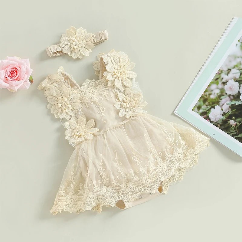 Newborn Baby Girl Lace Romper Boho Princess Outfit - BabyHaven