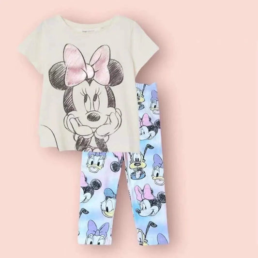 Disney Minnie Mouse Baby Girls Full Print Set Spring Autumn Clothing Long Sleeve Top and Pants Outfit - BabyHaven
