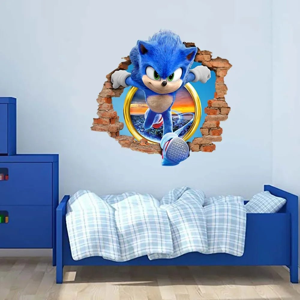 Sonic Cartoon Sticker PVC Wallpaper Game Poster 3D Anime - BabyHaven