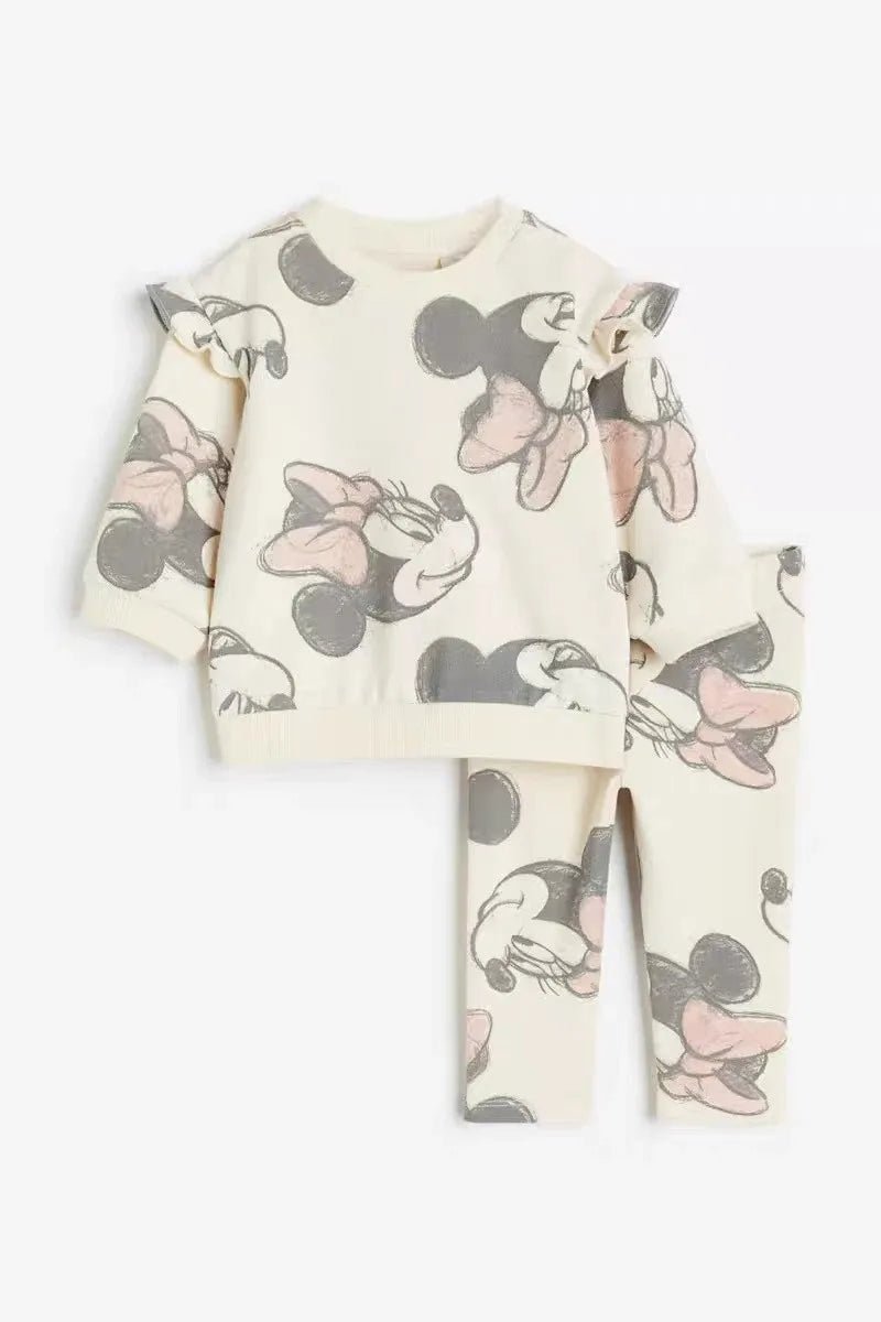 Cute Minnie Print Tops 2pcs For Girls Autumn Tracksuit Set - BabyHaven