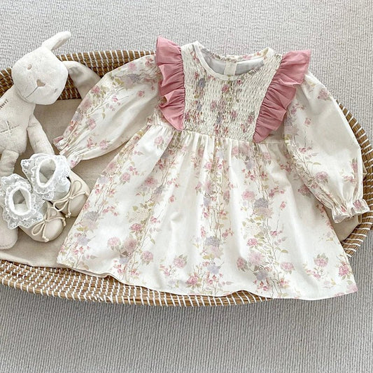 Autumn Sister Clothing Kids Princess Dresses Baby Romper Pink Floral - BabyHaven