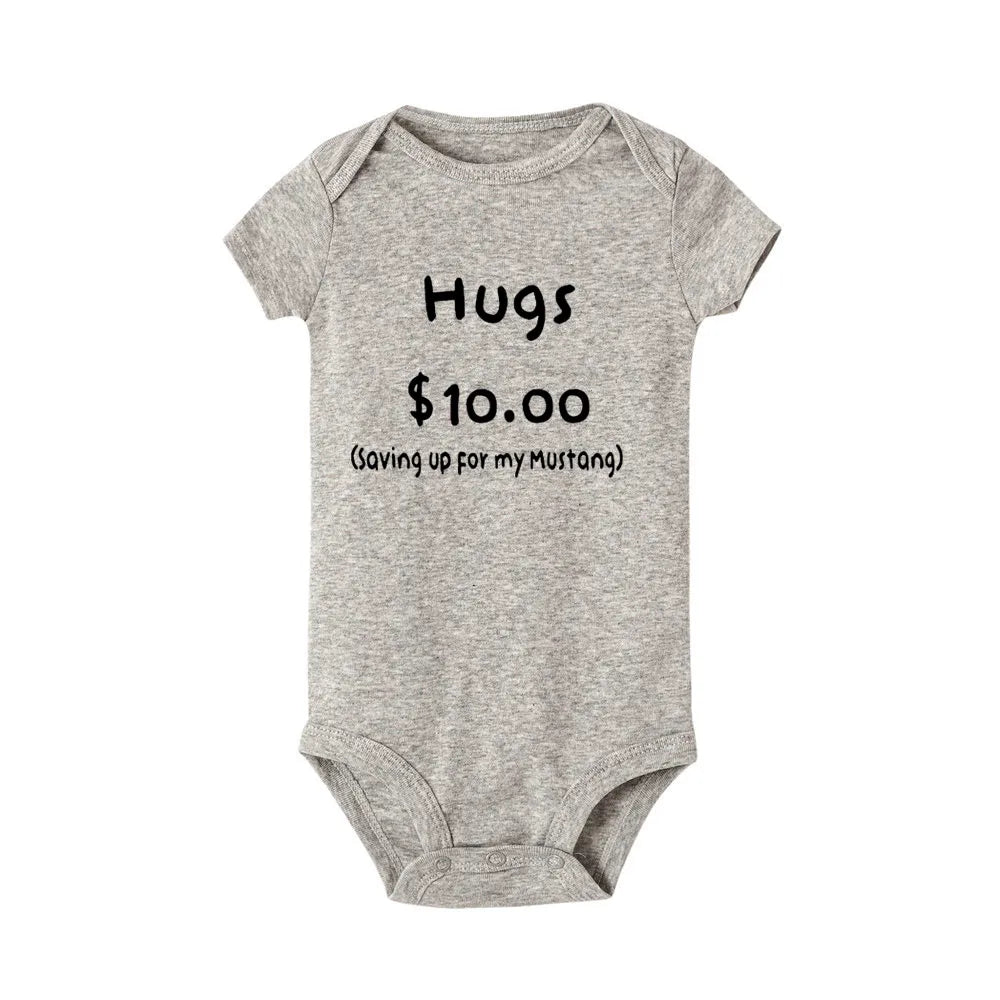 Summer Newborn Jumpsuit Hugs 10 Saving Up for My Mustang Funny Infant Bodysuit Baby Boy Girl Letter Print Playsuit - BabyHaven