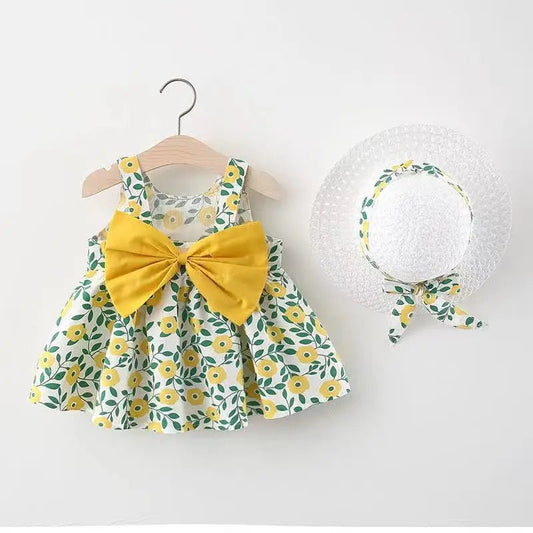 2Piece Summer Newborn Dresses Toddler Clothes Cute Bow Flowers Beach Infant Princess Dress Baby Girl Clothing Set - BabyHaven