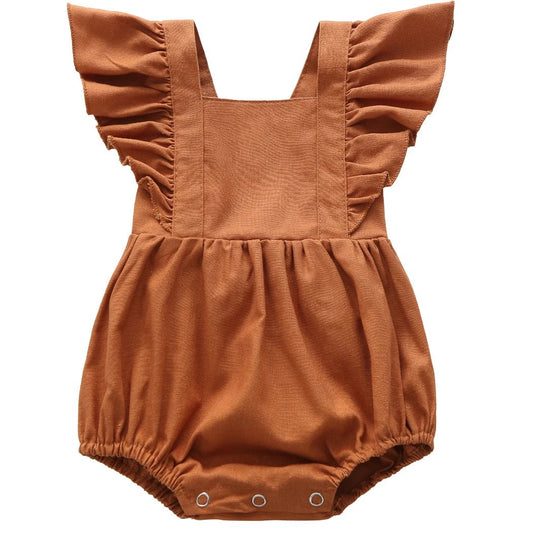 Adorable Linen Baby Clothes Ruffles Lace Sleeve Bodysuit - BabyHaven