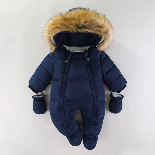 Baby Girls Winter Jumpsuits Plus Velvet Warm Newborn Babys Overalls Infant Girls Snowsuit Toddler Romper Outerwear Coats