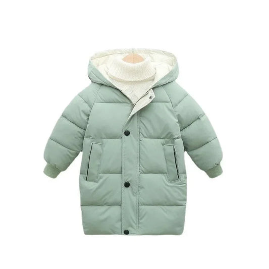 1pcs Boys Girls Cotton-Padded Coats Kids Long Down Autumn Winter Teen Cotton Clothes Outerwear Big Children Thicken Warm Jacket