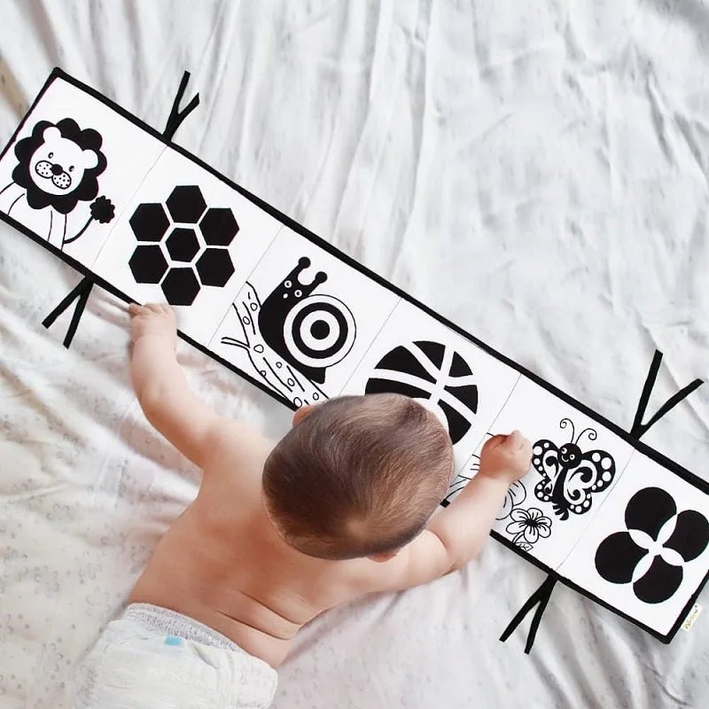 Sensory Cloth Book Baby Toys 0 12 Months Black White Montessori - BabyHaven