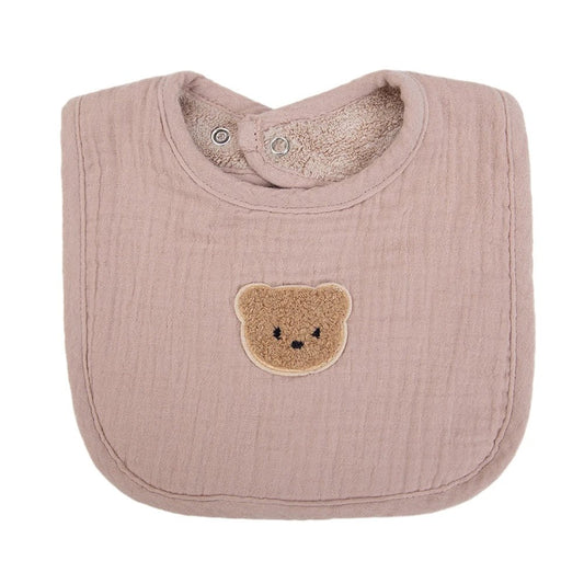 Cute Bear Muslin Cotton Baby Bibs U - Absorbent Pockets - BabyHaven