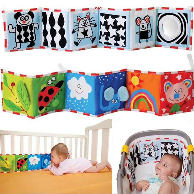 Sensory Cloth Book Baby Toys 0 12 Months Black White Montessori - BabyHaven