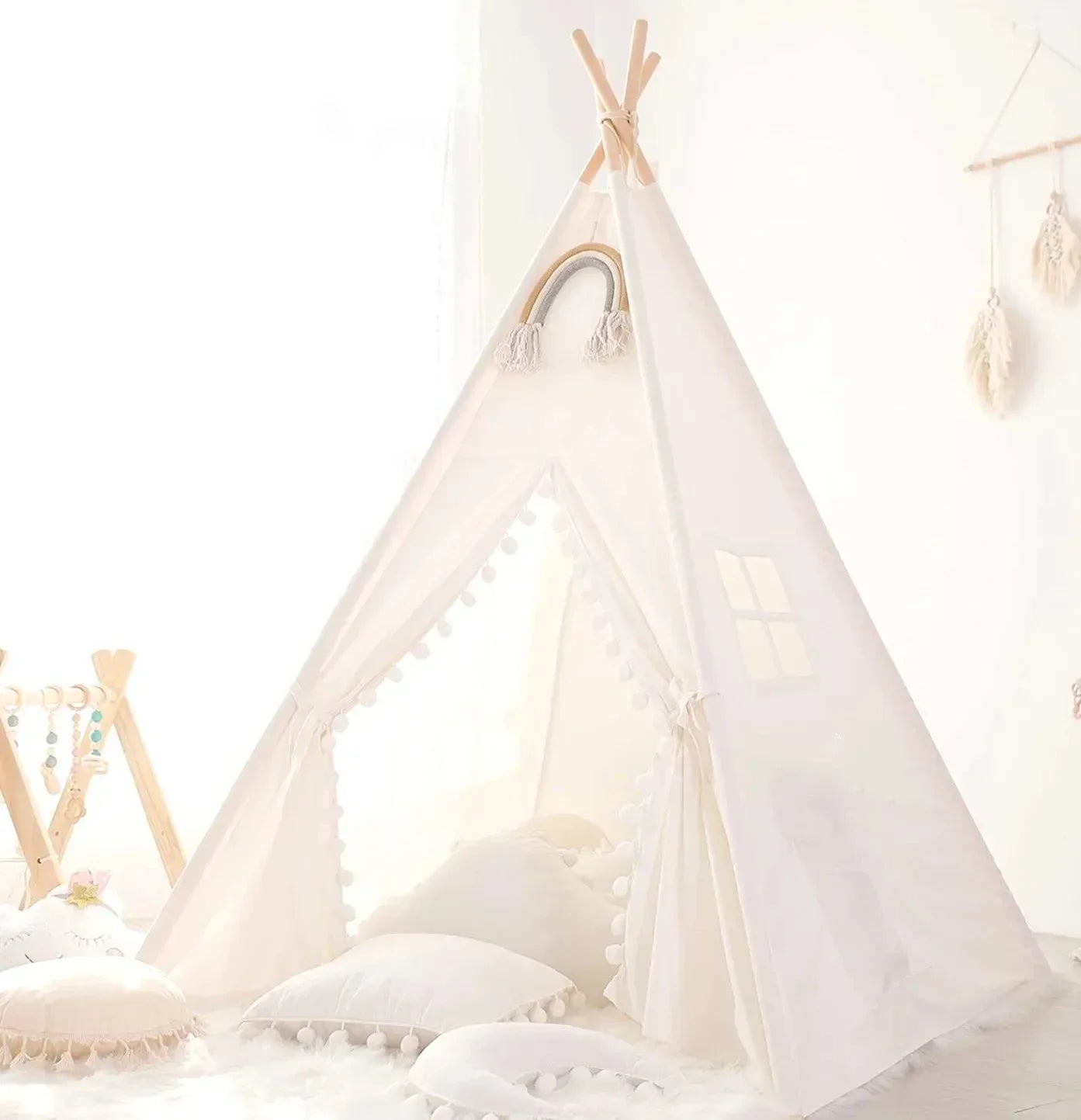 1.6M Kids Tent Play House Wigwam Portable Teepee for Children - BabyHaven