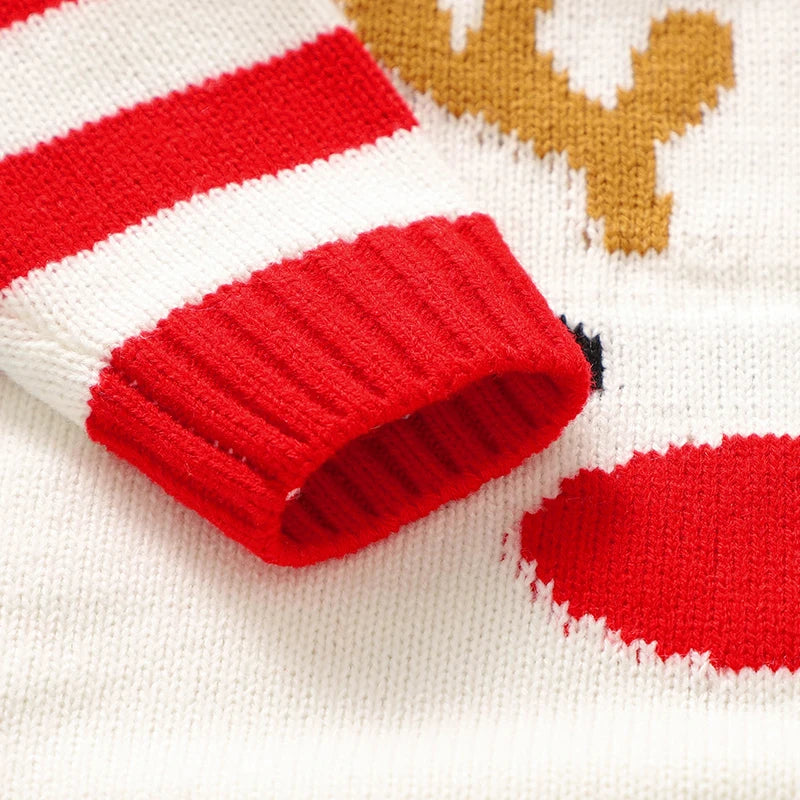 0-18m Christmas Baby Unisex Rompers Winter Reindeer Knitted Newborn Boys Girls Long Sleeve Jumpsuits One Pieces Infant Playsuits