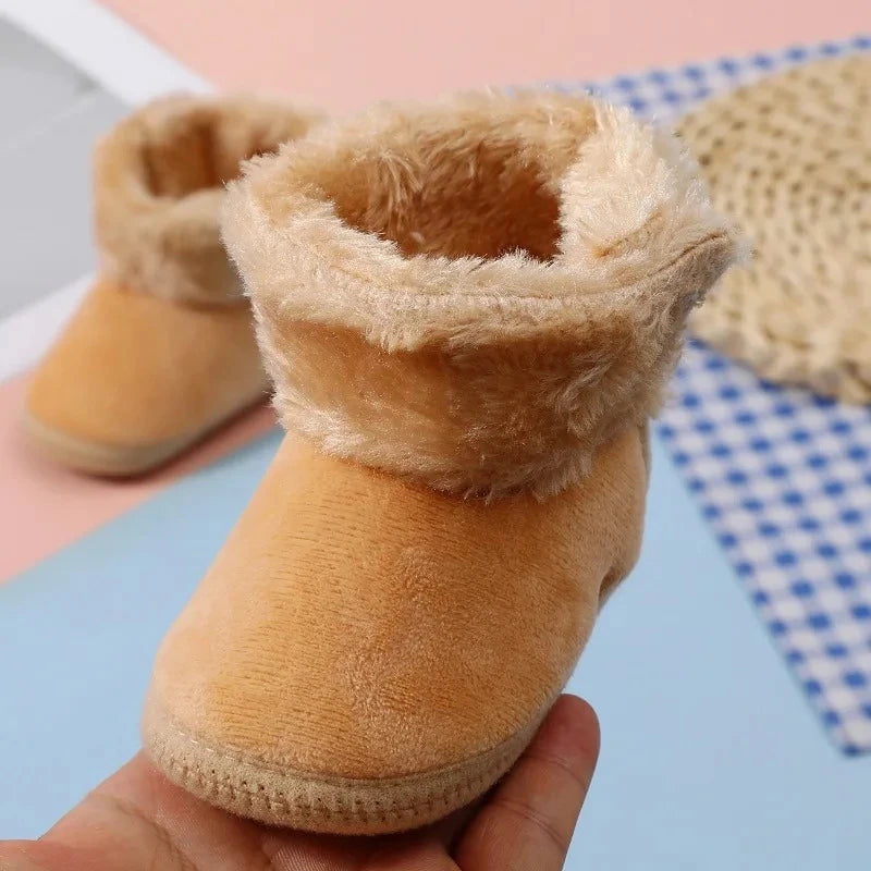 Cozy First Walkers! Warm Fleece Baby Booties with Non-Slip Soles for Infants 0-12 Months, Unisex Winter Socks