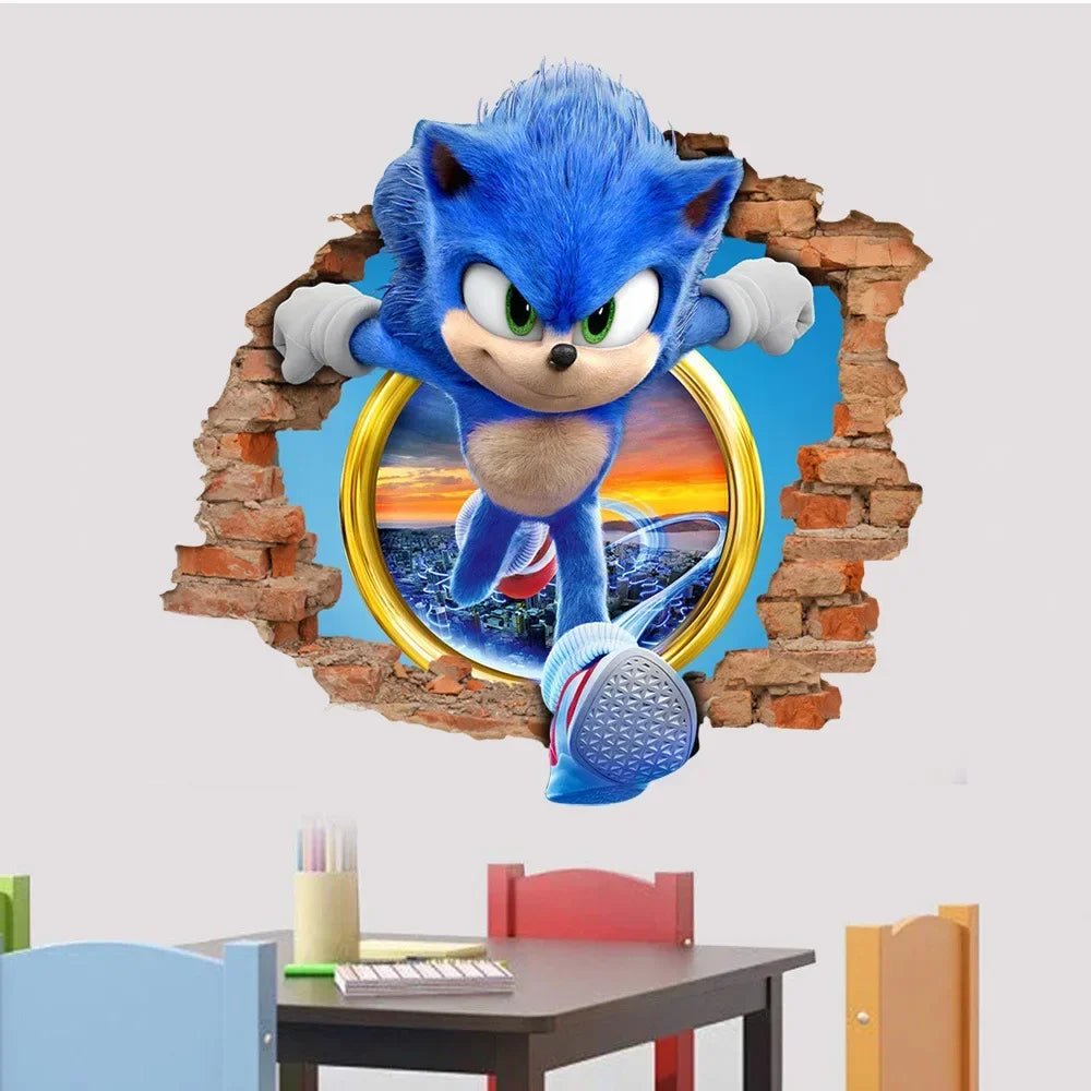 Sonic Cartoon Sticker PVC Wallpaper Game Poster 3D Anime - BabyHaven