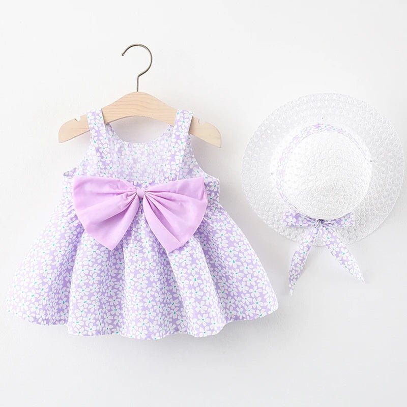 2Piece Summer Newborn Dresses Toddler Clothes Cute Bow Flowers Beach Infant Princess Dress Baby Girl Clothing Set - BabyHaven