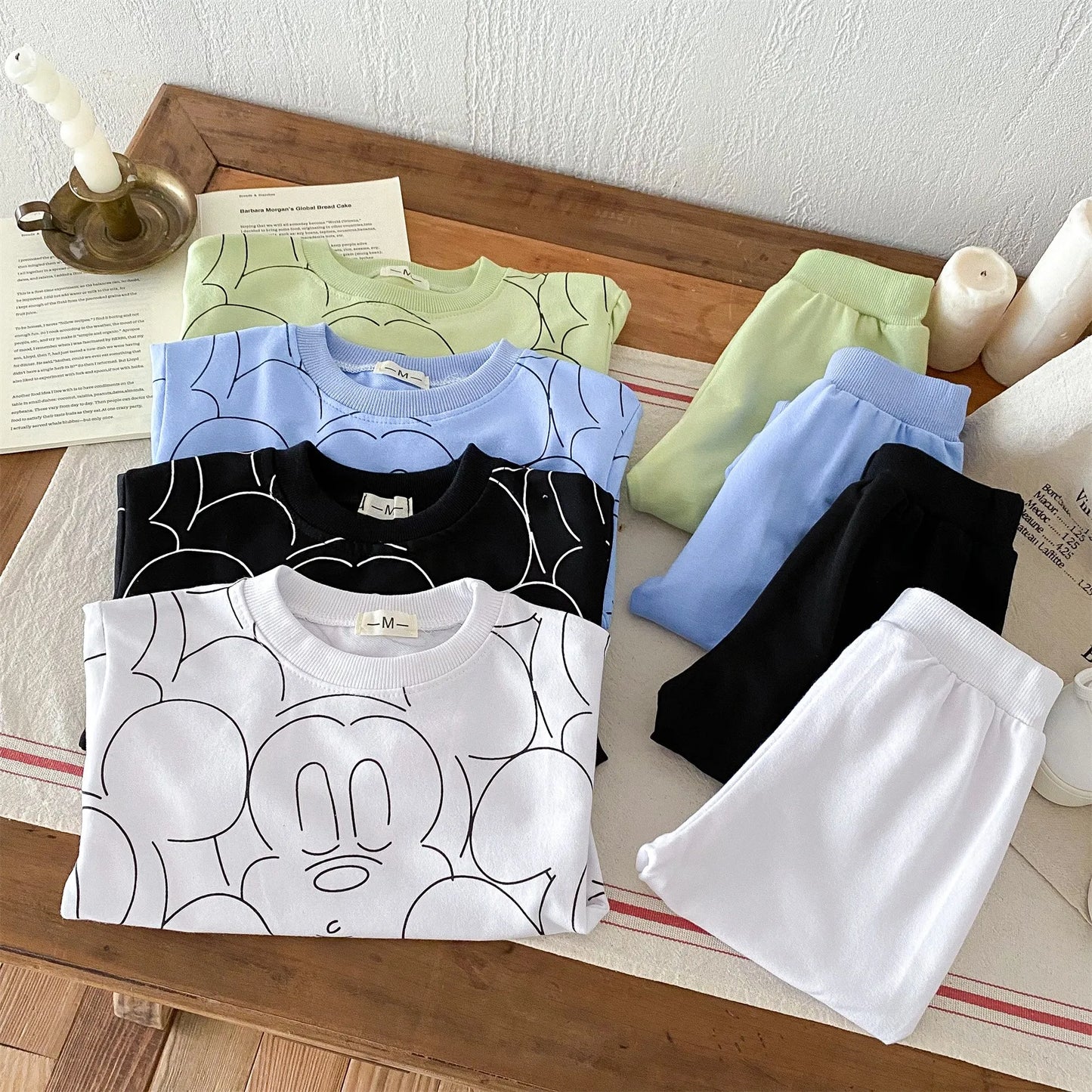 Black Print Mickey Cartoon Sweatshirt Set Baby Clothes Outfit - BabyHaven