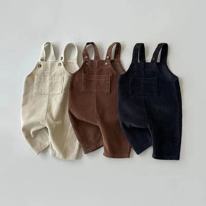 New Spring Toddler Baby Boys Girls Solid Corduroy Suspander Romper Soft Kids Basic Playsuit Jumpsuit Clothing - BabyHaven