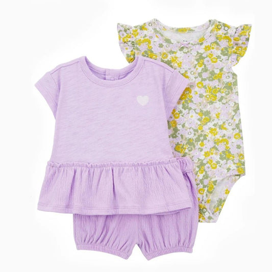 Summer Baby Girls Clothes Set Cotton Flower Fashion Infant Outfits 3Pcs - BabyHaven