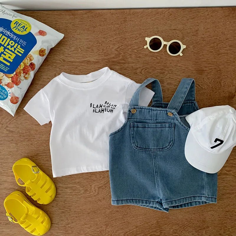 Summer Baby Clothing Set Girls Clothes Infant Tee Denim Overall - BabyHaven