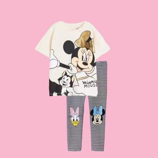 Disney Minnie Mouse Baby Girls Full Print Set Spring Autumn Clothing Long Sleeve Top and Pants Outfit - BabyHaven