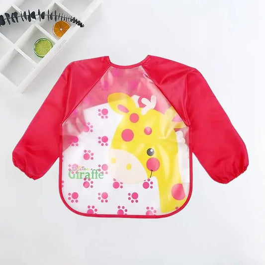 Baby Bibs Cute Colorful Cartoon Waterproof Bib Infant Eating Children Drawing Long Sleeve Pocket Apron Self Feeding Baby 0 - 3Y - BabyHaven