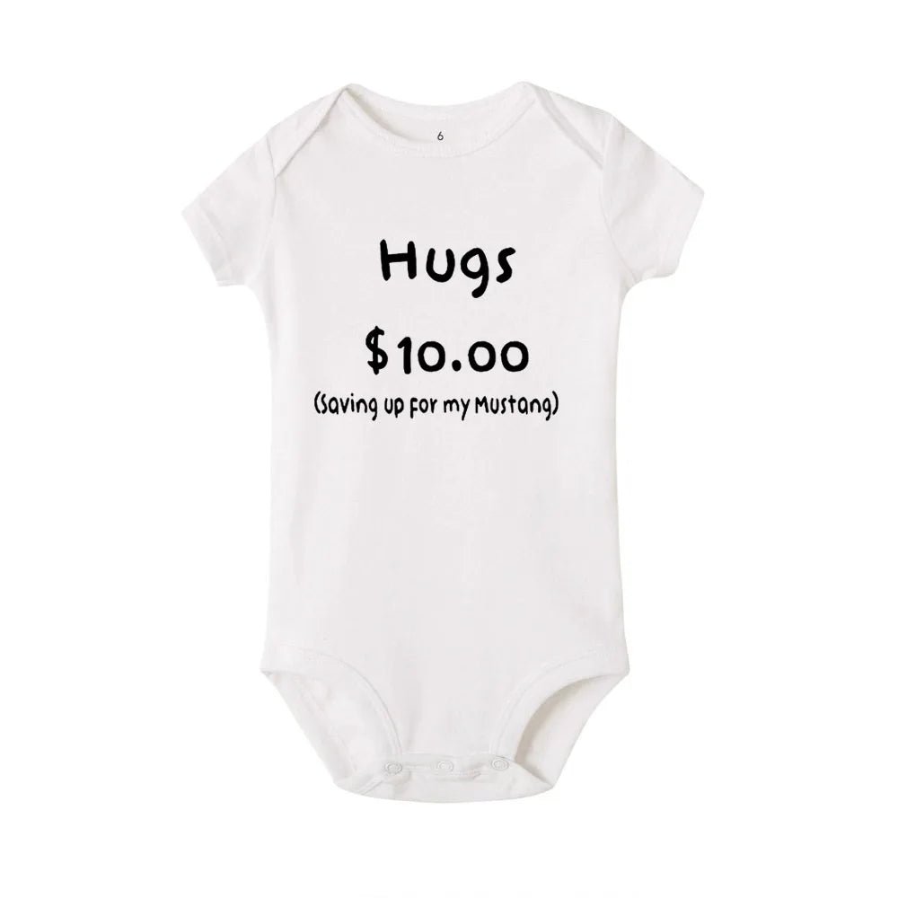 Summer Newborn Jumpsuit Hugs 10 Saving Up for My Mustang Funny Infant Bodysuit Baby Boy Girl Letter Print Playsuit - BabyHaven