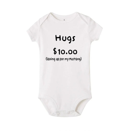 Summer Newborn Jumpsuit Hugs 10 Saving Up for My Mustang Funny Infant Bodysuit Baby Boy Girl Letter Print Playsuit - BabyHaven