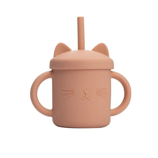 Baby Silicone Straw Feeding Cup BPA Free Children Portable Cartoon Kitty Drink Cup Kids Learning Leakproof Water Feeding Cup - BabyHaven
