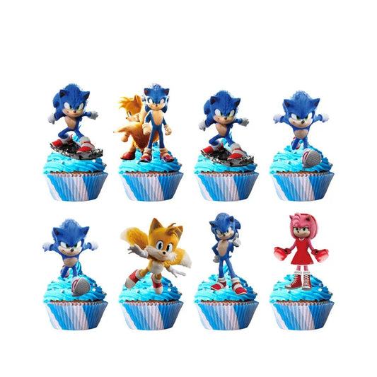 Cartoon Sonics Party Supplies Disposable Plates Tablecloth Cake Topper Banner for Kids Birthday Decor - BabyHaven