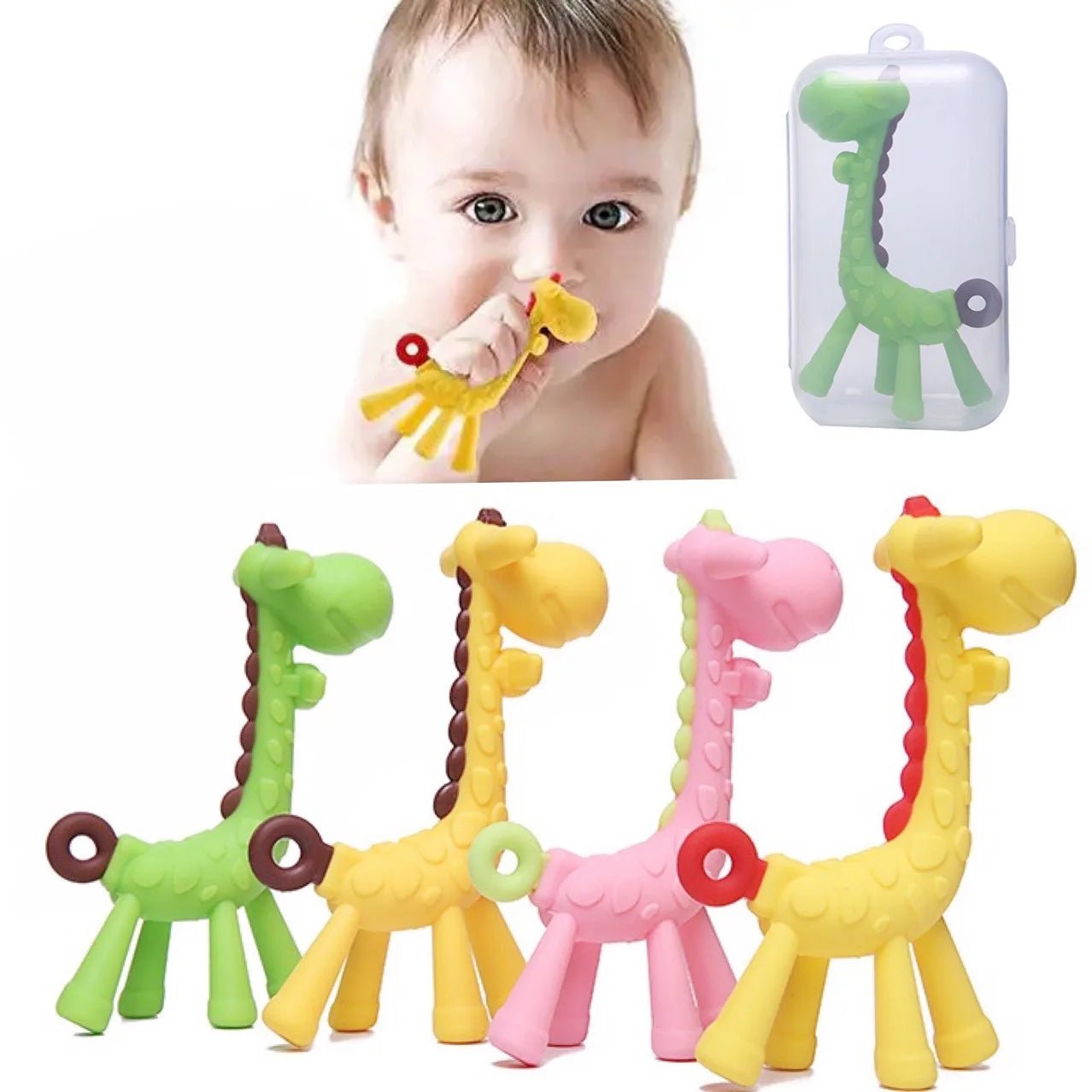 Food Grade Baby Molar Teether Silicone Giraffe Teethers Cartoon Teething for Babies Relief Gums Pain Toys Newborn Essentials - BabyHaven